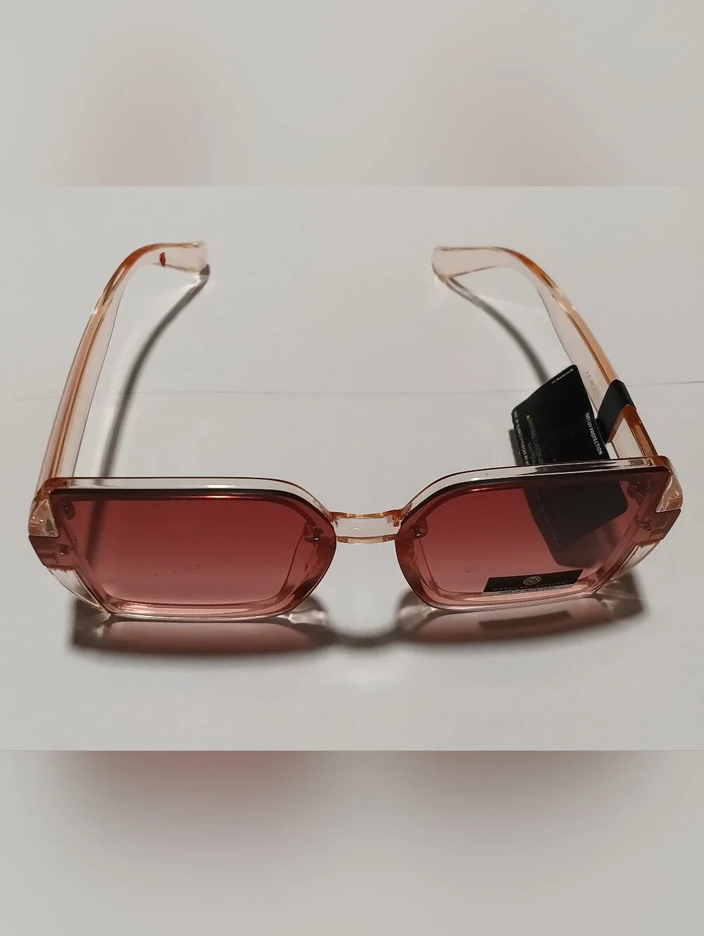 New Margaret Josephs Women's Geometric Square Sunglasses Clear Peach Pink Tint